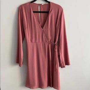 Lush brand dusty rose long sleeve wrap dress